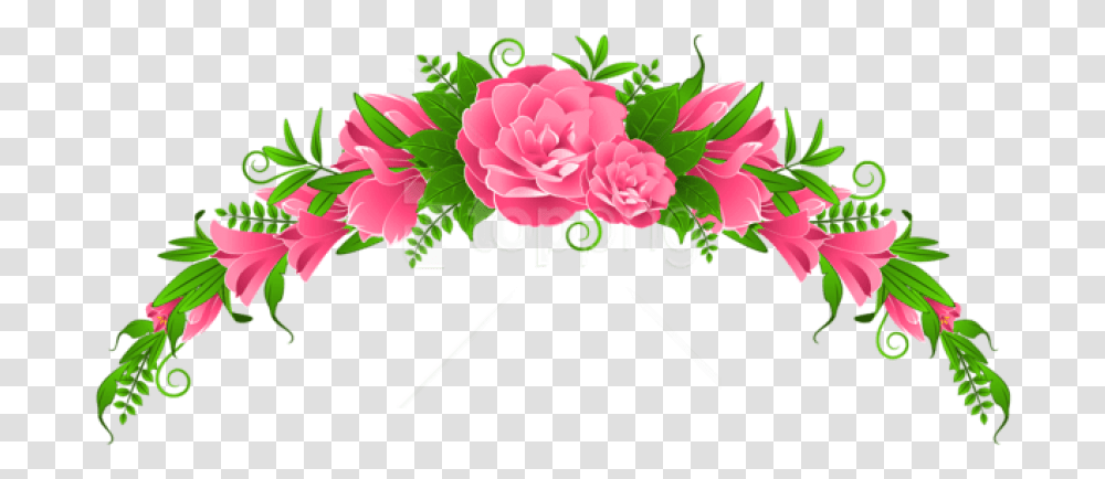 Download Free Pink Flowers And Roses Element Border Flowers Hd, Plant, Hair Slide, Blossom, Graphics Transparent Png
