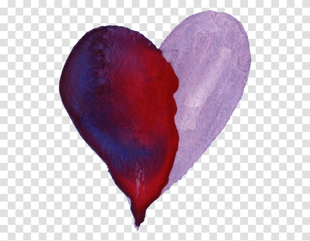 Download Free Purple Watercolor Heart Red And Purple Heart, Petal, Flower, Plant, Blossom Transparent Png