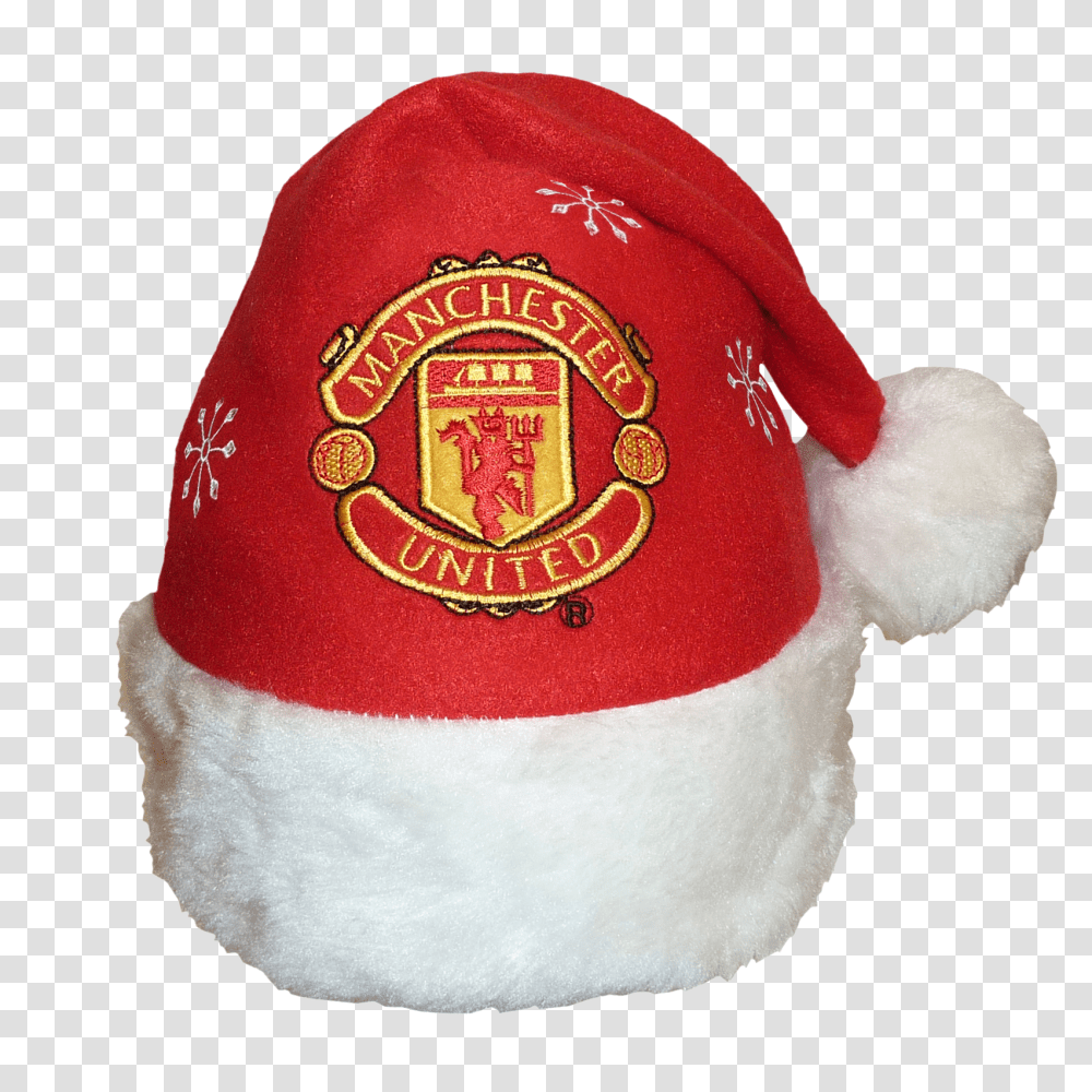 Download Free Santa Claus Christmas Hat Clipart Manchester United Hat Background, Baseball Cap, Clothing, Apparel, Plush Transparent Png