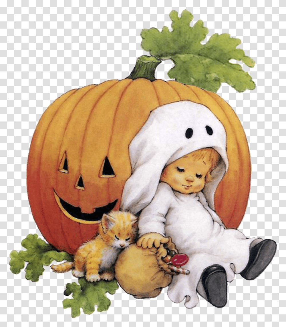 Download Free Sleeping Ghost Happy Halloween Halloween Pictures To Download, Plant, Pumpkin, Vegetable, Food Transparent Png