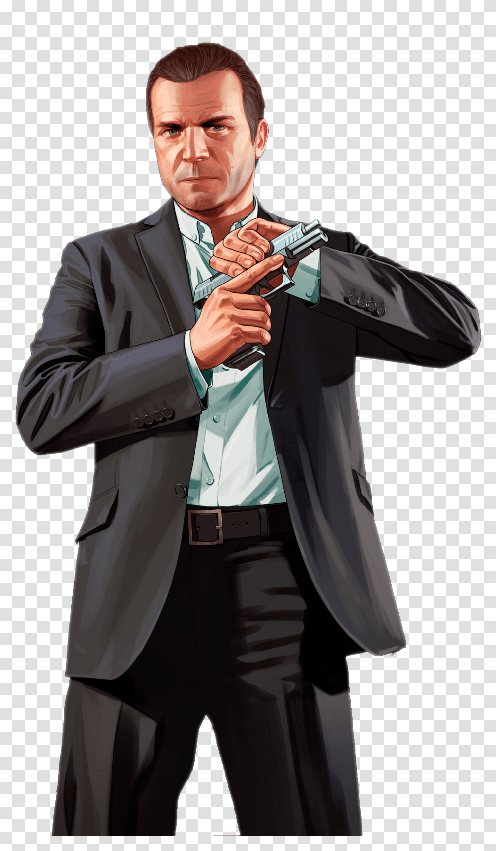 Download Free Standing Shoulder Andreas Franklin Gta 5, Clothing, Suit, Overcoat, Performer Transparent Png