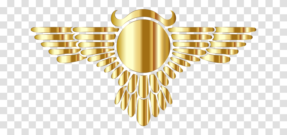 Download Free Winged Globe Gold Type Ii Dlpngcom Gold Emblem, Symbol, Logo, Trademark, Badge Transparent Png