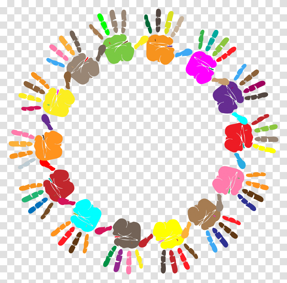 Download Freeuse Prismatic Circle Big Image Hand Print Colorful, Crowd, Audience, Graphics, Art Transparent Png