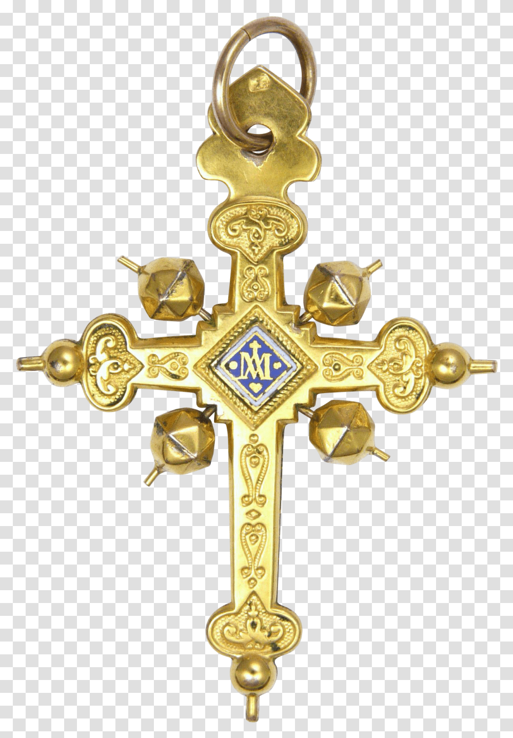 Download French Antique 18k Gold 'jeannette' Cross Pendant Cross, Symbol, Crucifix Transparent Png