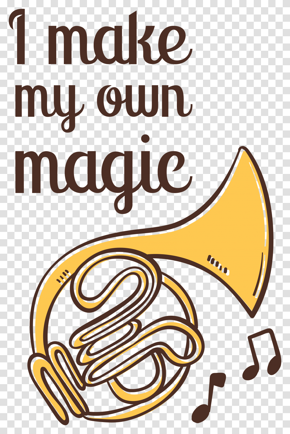 Download French Horn Music Inspiration Cover For Music Notebook, Brass Section, Musical Instrument, Bugle, Text Transparent Png