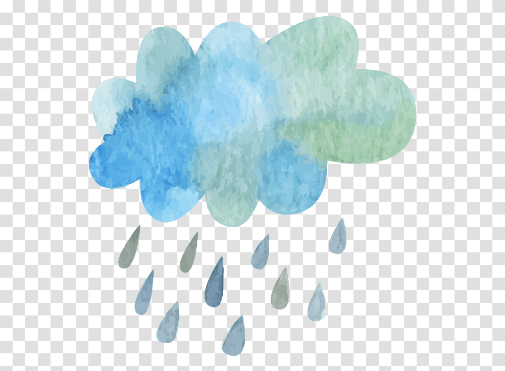 Download Ftestickers Watercolor Cloud Rain Blueandgreen Cloud Rain, Art, Bird, Animal, Light Transparent Png