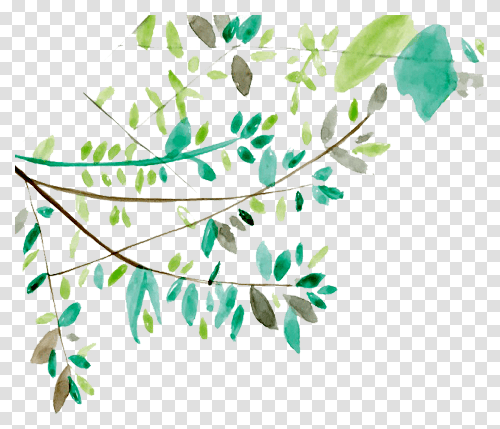 Download Ftestickers Watercolor Leaves Tree Branches Watercolor Transparent Png