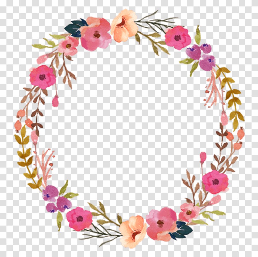 Download Ftestickers Watercolor Wreath Flower, Floral Design, Pattern, Graphics, Art Transparent Png