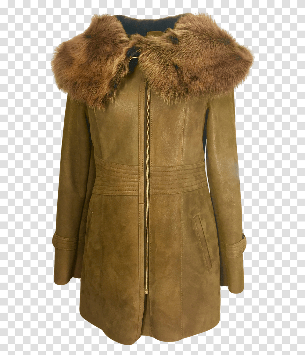 Download Fur Lined Leather Jacket Background Leather And Fur Jacket, Apparel, Coat, Overcoat Transparent Png