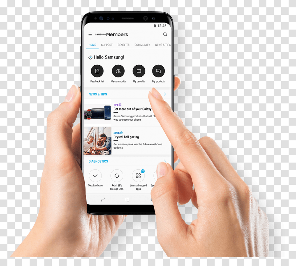 Download Galaxy S8 Hand, Mobile Phone, Electronics, Cell Phone, Person Transparent Png