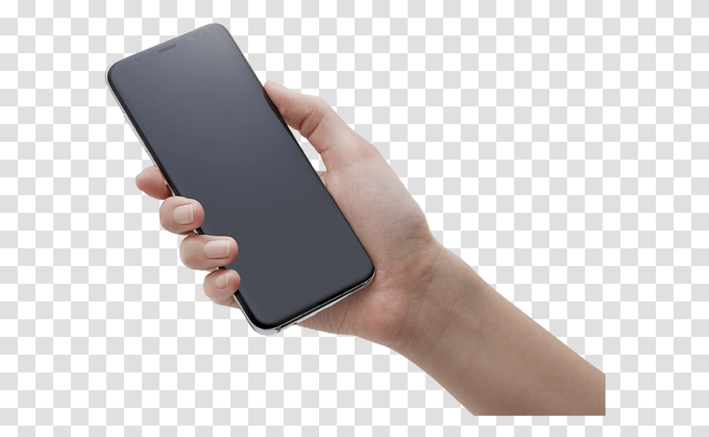 Download Galaxy S8 Is Held In One Hand Galaxy S8 With Hand, Person, Human, Mobile Phone, Electronics Transparent Png