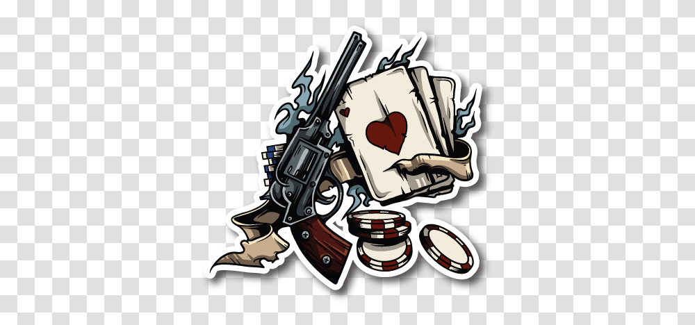 Download Gambling Chips Guns And Cards Tattoo Stickers, Art, Weapon, Drawing, Text Transparent Png
