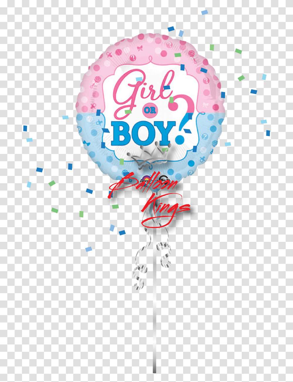 Download Gender Reveal Boy Or Girl Pink Or Blue Gender Reveal, Balloon, Paper, Confetti, Poster Transparent Png