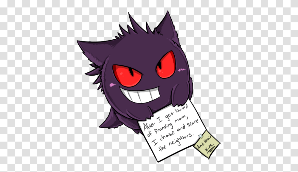 Download Gengar Shame Pokemon Female Gengar Image With Pokmon X And Y, Text, Book, Handwriting, Comics Transparent Png