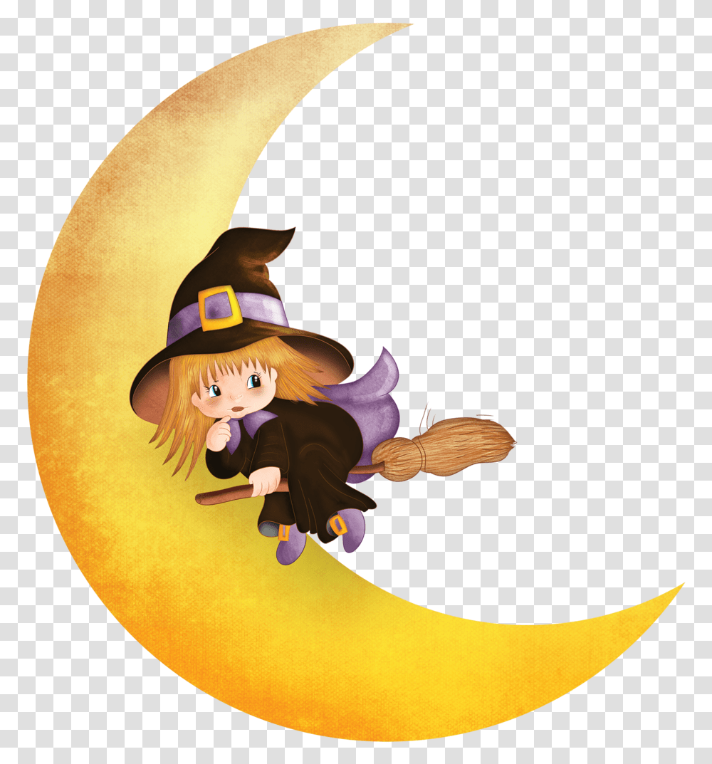 Download Gifs Halloween Halloween Moon Witch Clipart Halloween Witch Clipart, Hat, Clothing, Apparel, Toy Transparent Png