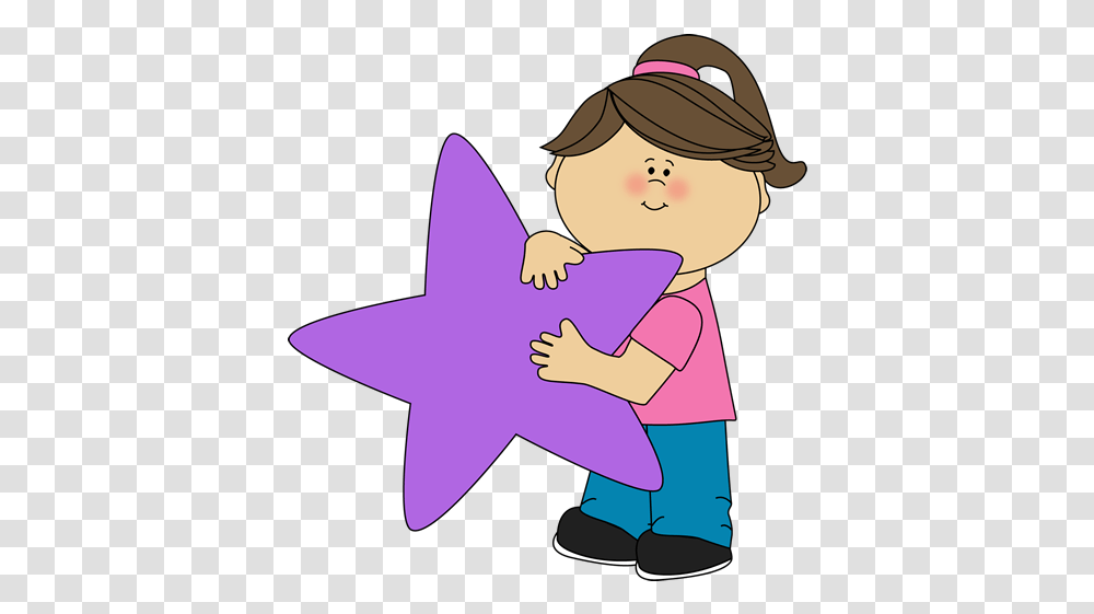 Download Girl Holding A Purple Star Clip Art Partner Girl Holding Star Clipart, Person, Human, Star Symbol, Photography Transparent Png