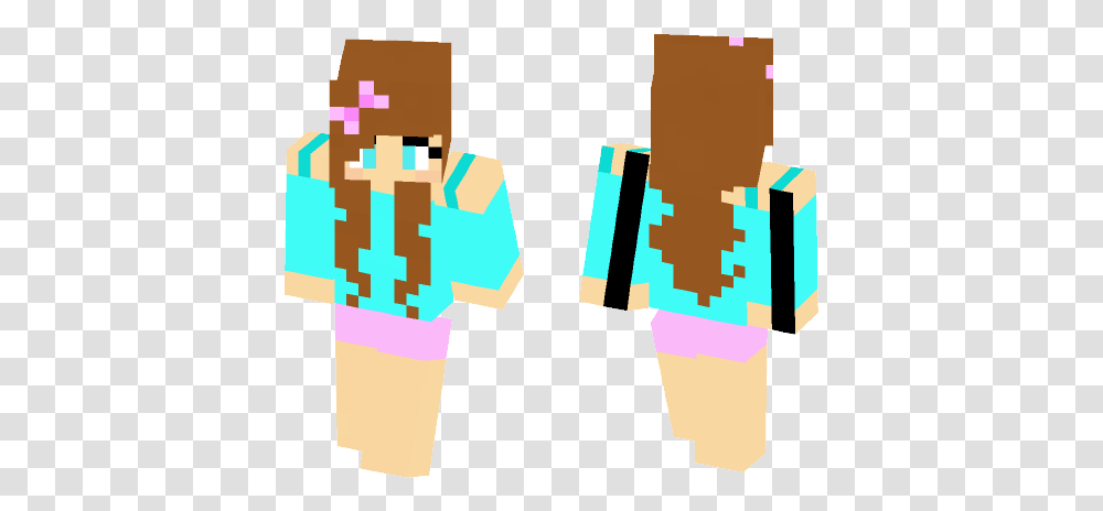 Download Girl In Blue With Bow Minecraft Skin For Free Minecraft Skin With Wavy Hair, Sweets, Food, Confectionery, Graphics Transparent Png