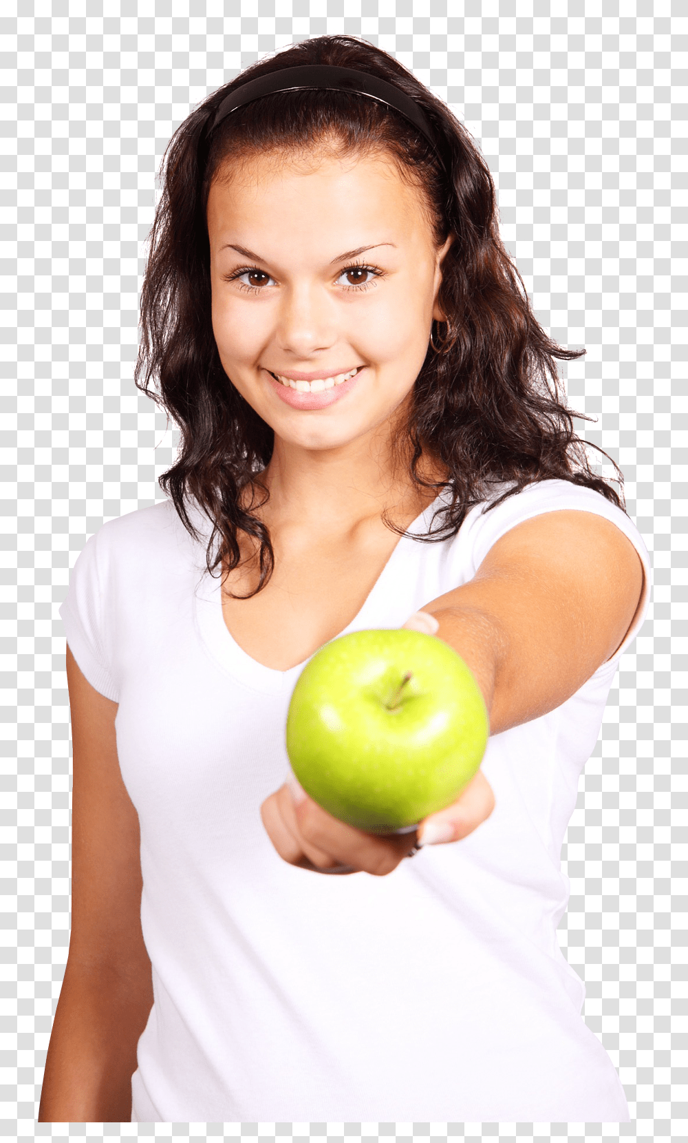 Download Girl With Green Apple Image For Free Girl Holding Apple, Plant, Person, Human, Fruit Transparent Png