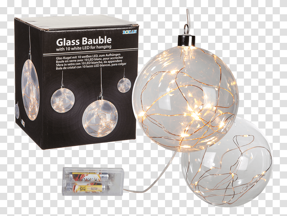 Download Glass Baubles With Led Lights Image No Led Koule Zavesne, Lamp, Light Fixture, Crystal, Sphere Transparent Png