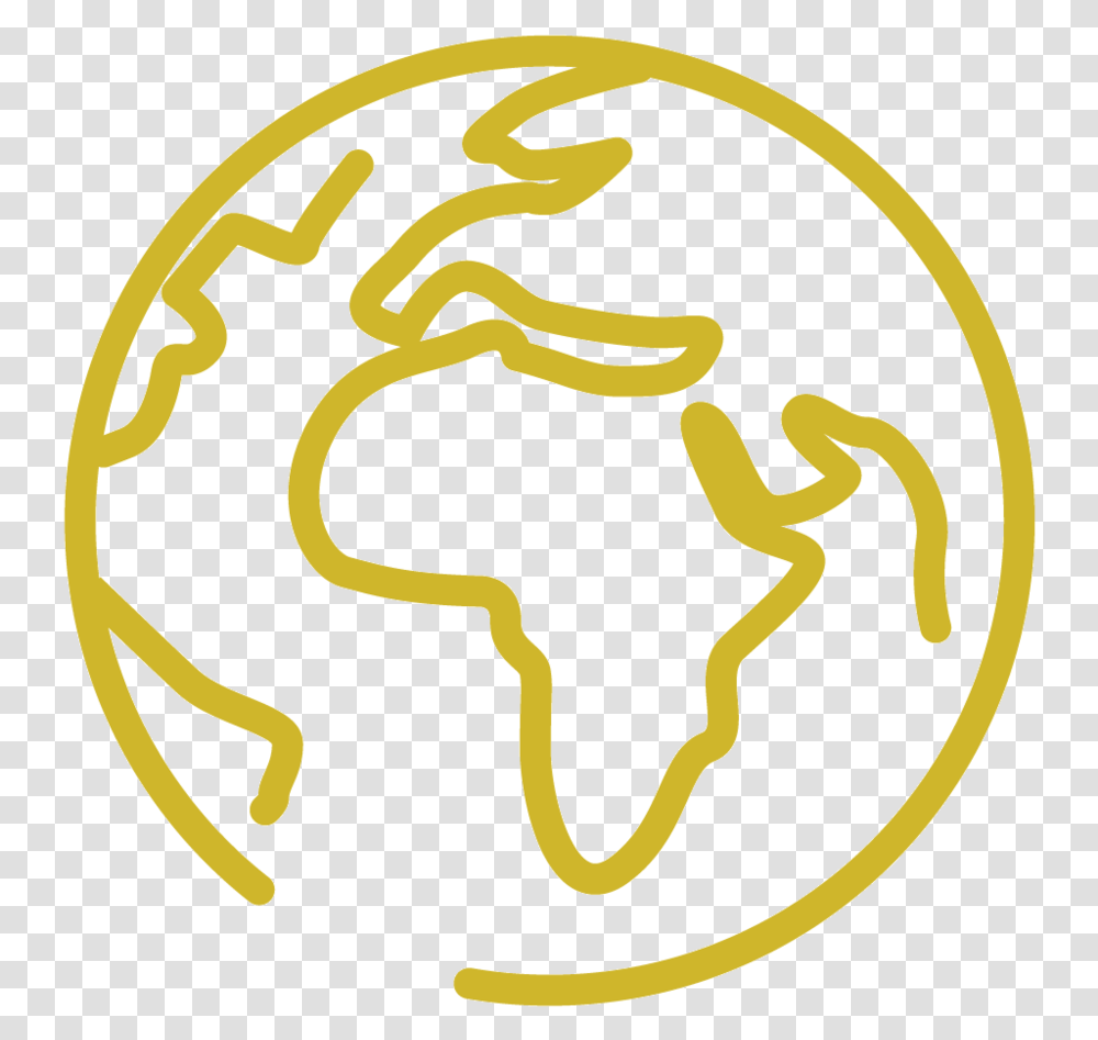 Download Globe Icon Gold Globe Icon Gold, Text, Label, Symbol, Food Transparent Png