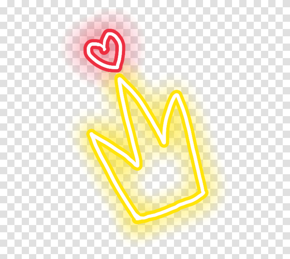 Download Glow Sticker Heart Crown Glow Crown Hd, Text, Light, Neon, Hoodie Transparent Png