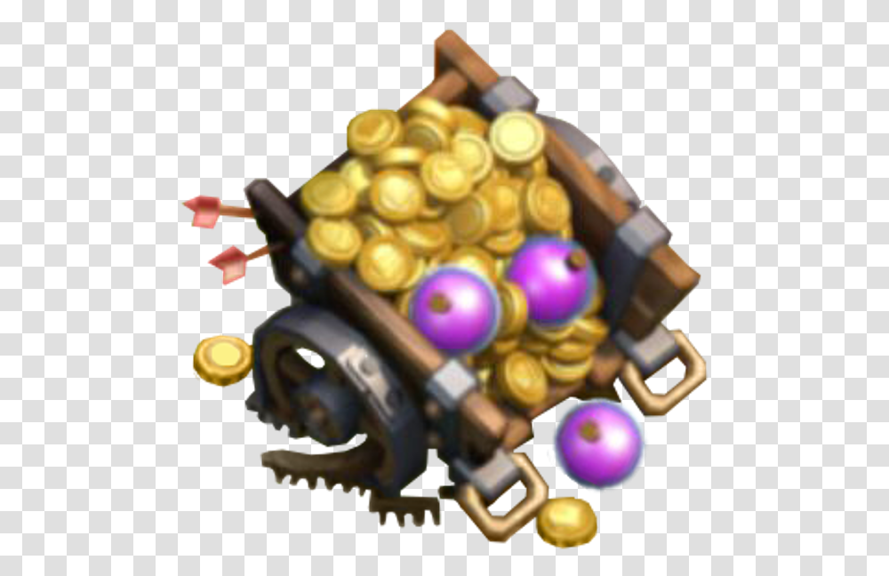 Download Gold Clash Clans Clash Of Clans Loot Cart, Weapon, Weaponry, Ammunition, Treasure Transparent Png