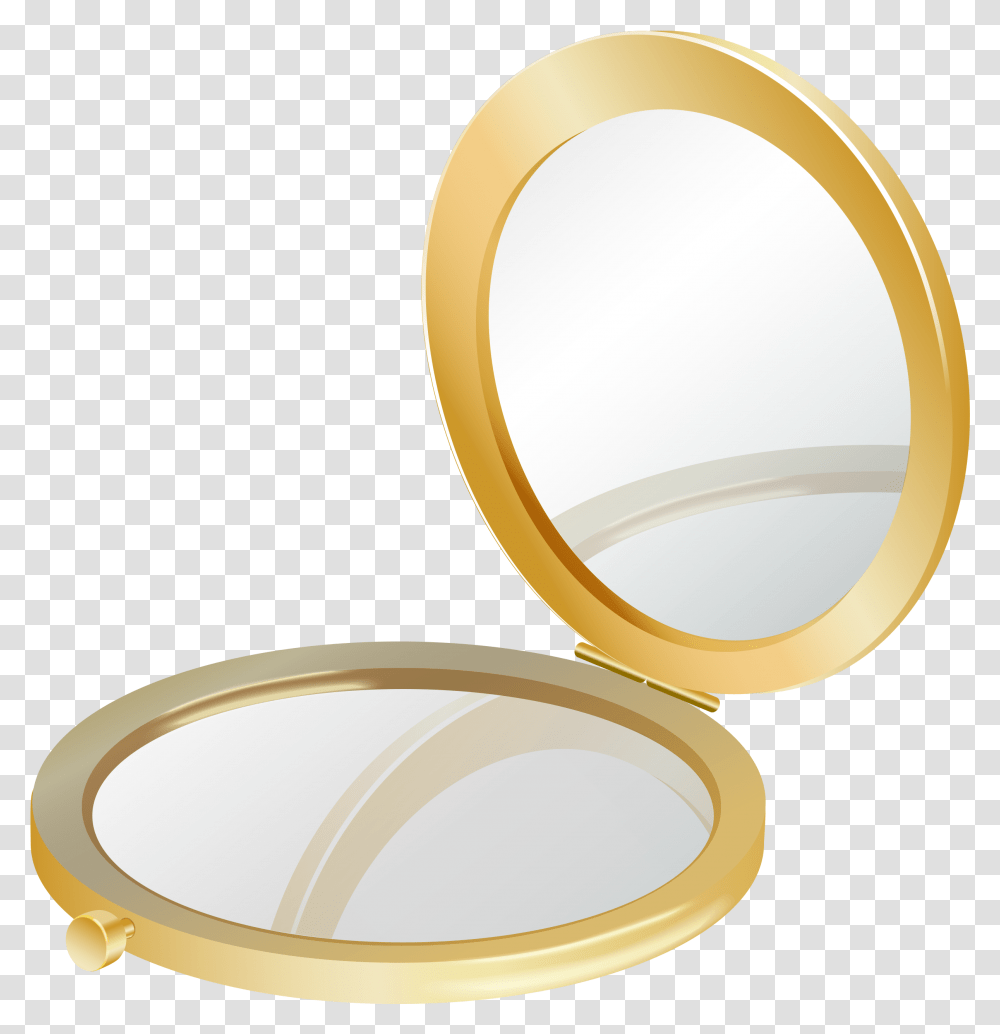 Download Gold Compact Mirror Clipart Picture Compact Compact Mirror Clipart, Tape, Lighting, Cosmetics, Indoors Transparent Png