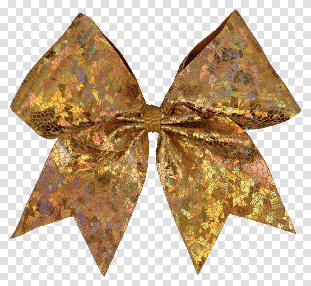 Download Gold Cracked Ice I Love Cheer Hair Bow Origami Butterfly, Leaf, Plant, Ornament, Pattern Transparent Png