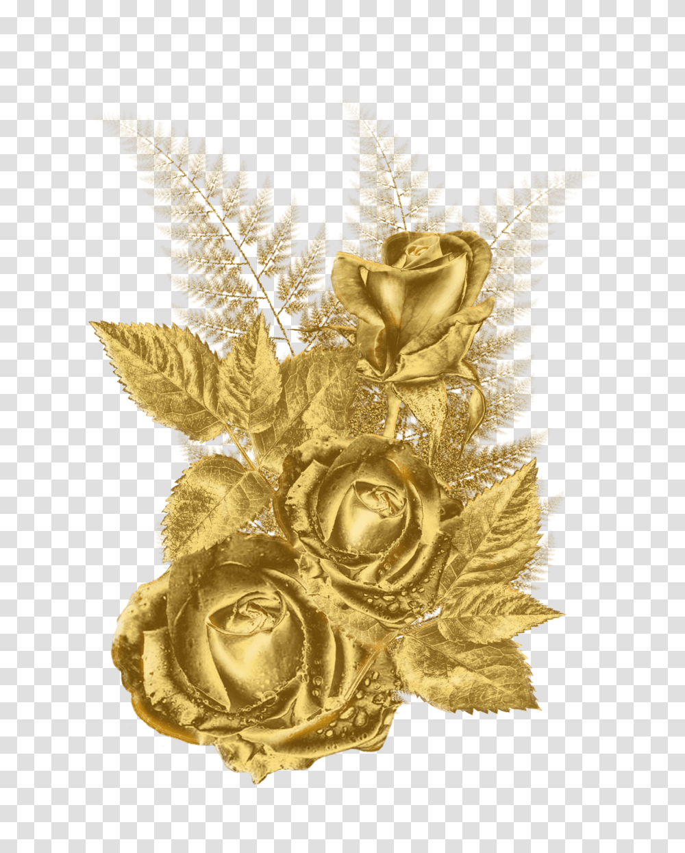 Download Gold Flowers Clipart Golden Background Gold Flower, Rose, Plant, Blossom, Treasure Transparent Png