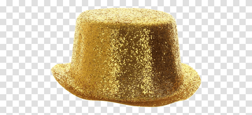 Download Gold Glitter Top Hat Party Hat Image With No Glitter Top Hat, Rug, Food, Sugar Transparent Png