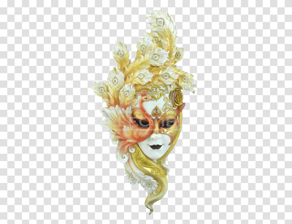 Download Gold Peacock Mask Wall Plaque Venice Mask Decoration, Carnival, Crowd Transparent Png