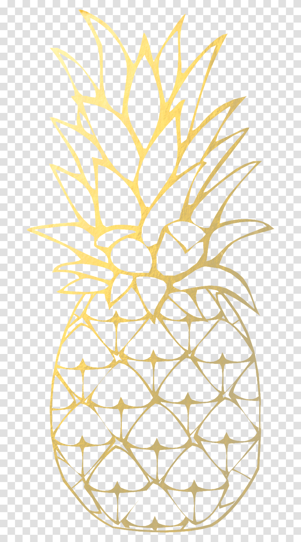 Download Gold Pineapple Image Gold Pineapple, Stencil, Fruit, Plant, Food Transparent Png