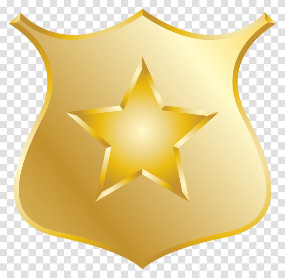 Download Gold Police Badge Icon Shield Full Size Shield, Cross, Symbol, Axe, Tool Transparent Png