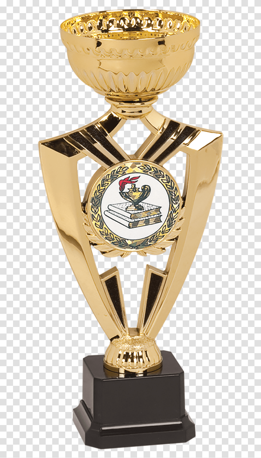 Download Gold Ribbon Cup Trophy Shield Cup Full Size Trophy Cup Shield Cup, Lamp Transparent Png