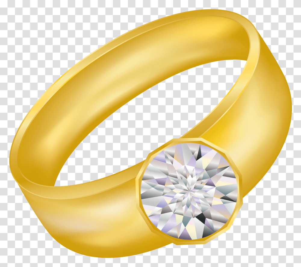 Download Gold Ring With Diamond Image For Free Gold Ring Clipart, Banana, Fruit, Plant, Food Transparent Png