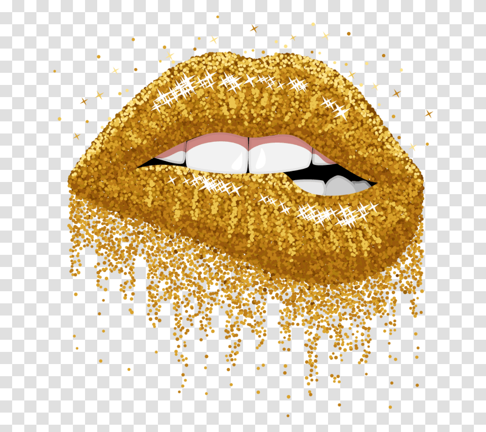 Download Gold Sticker Sparkling Lips Clip Art Image Background Lips, Carnival, Crowd, Graphics, Face Transparent Png