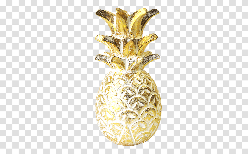 Download Gold White Washed Pineapple Table Decor Gold Ananas, Vase, Jar, Pottery, Plant Transparent Png