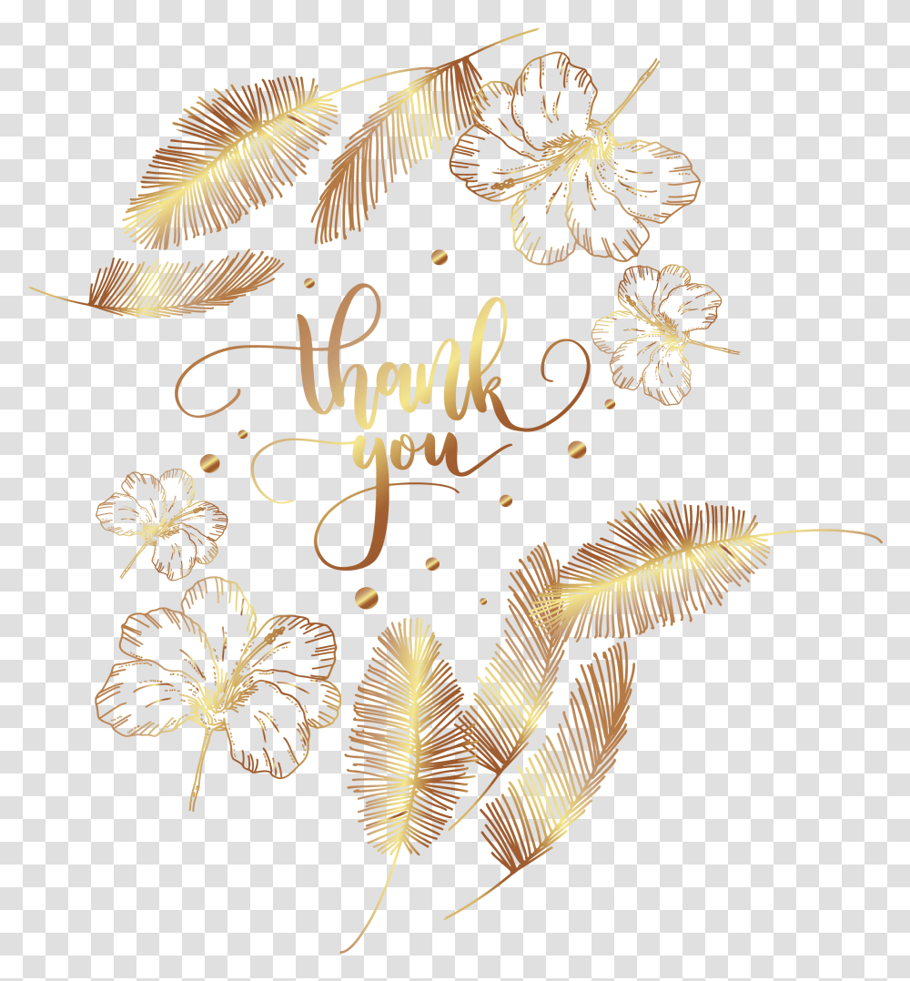 Download Golden Feather Flowers Icon Free Thank You Flower, Text, Calligraphy, Handwriting, Diwali Transparent Png