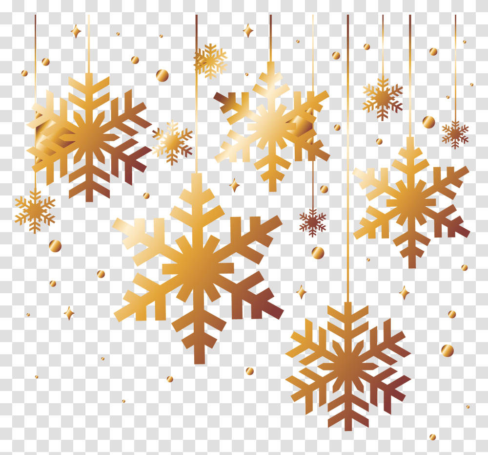 Download Golden Snowflakes Snowflake Gold Christmas Snowflake, Paper, Rug, Confetti, Pattern Transparent Png