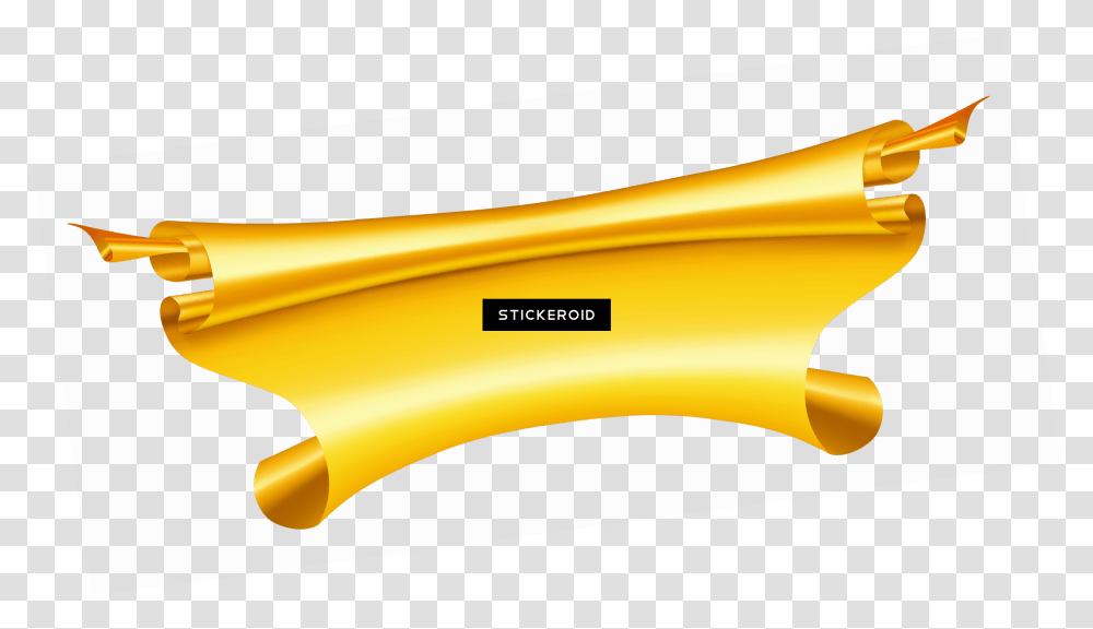 Download Golden Yellow Ribbon Ribbon Banner Logo Gold, Musical Instrument, Horn, Brass Section, Hammer Transparent Png