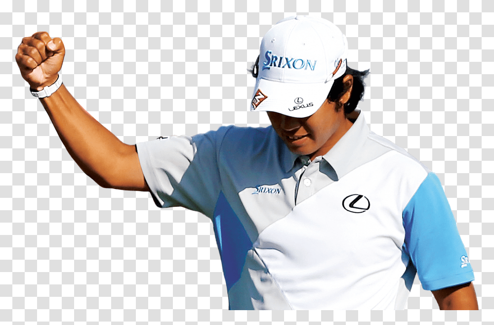 Download Golfer Photo Polo Shirt, Person, Helmet, Baseball Cap Transparent Png