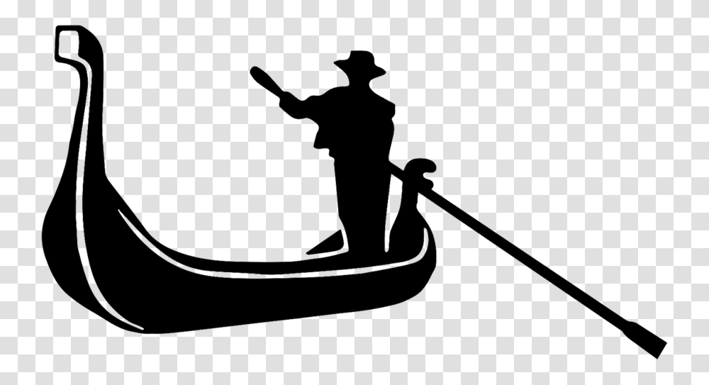 Download Gondola Silhouette Clipart Silhouette Gondola Clip Art, Bow, Kneeling, Paddle Transparent Png