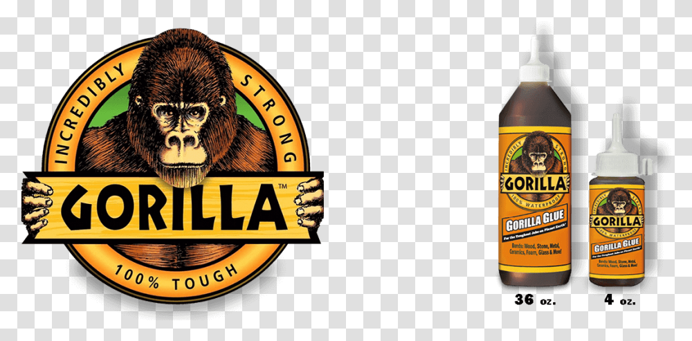 Download Gorilla Glue Premium Waterproof Wood Adhesive Gorilla Wood Glue Logo, Symbol, Beer, Alcohol, Beverage Transparent Png