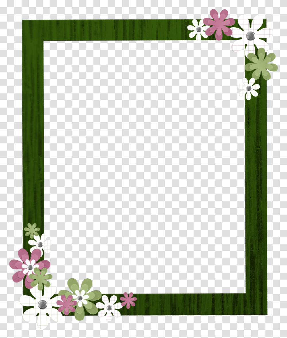 Download Green Border Frame Clipart Free Frame Flower Border Clipart, Plant, Blossom, Floral Design, Pattern Transparent Png