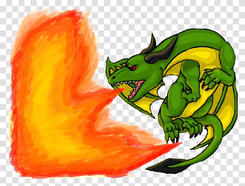 Download Green Dragon Breathing Fire By Fire Breathing Dragon, Art, Bird, Animal, Modern Art Transparent Png