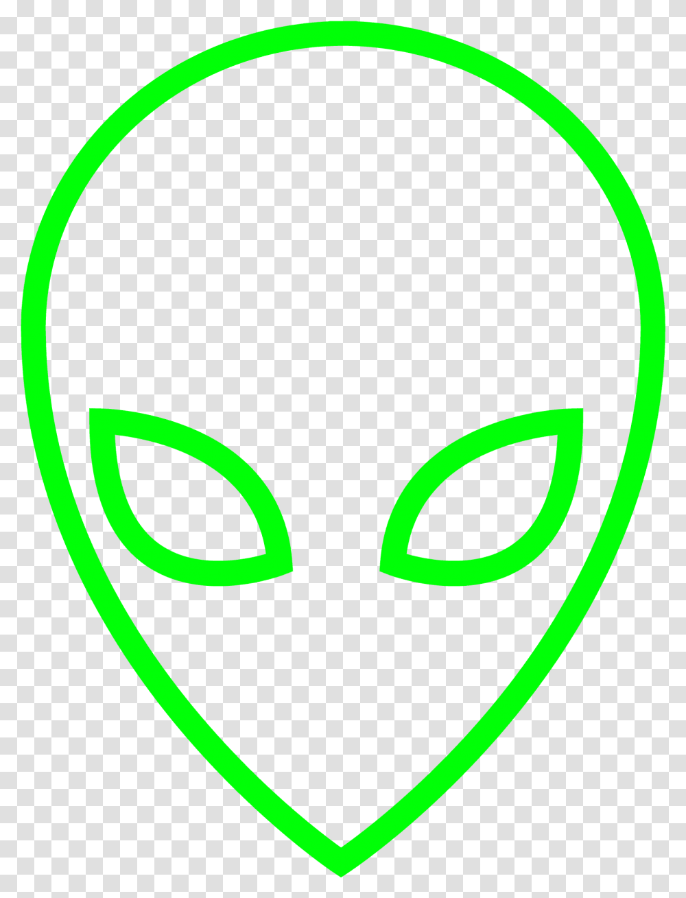 Download Green Outline Of A Alien Head Circle, Light, Mask Transparent Png