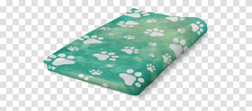 Download Green Watercolor Paw Prints Fleece Blanket Bed Sheet, Rug Transparent Png