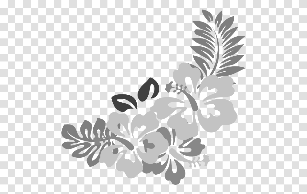 Download Grey Floral Border Free Tropical, Plant, Flower, Blossom, Stencil Transparent Png