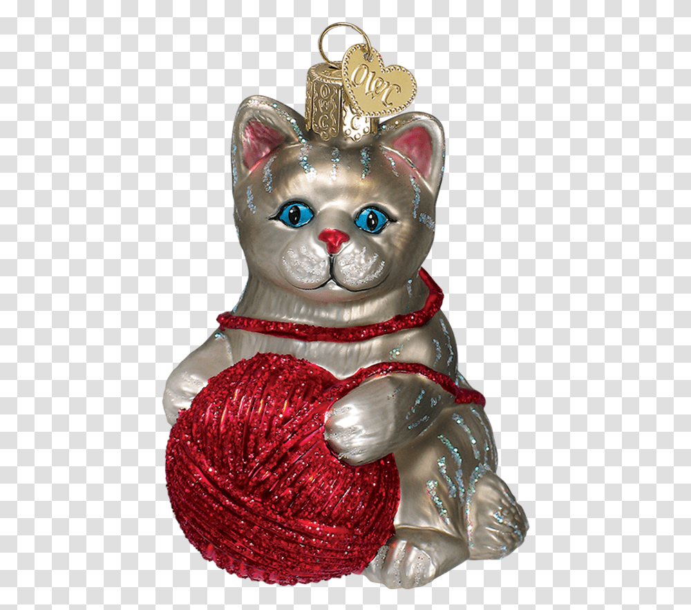 Download Grey Kitten Ornament With Ball 2196027 Christmas Day, Figurine, Evening Dress, Gown, Fashion Transparent Png