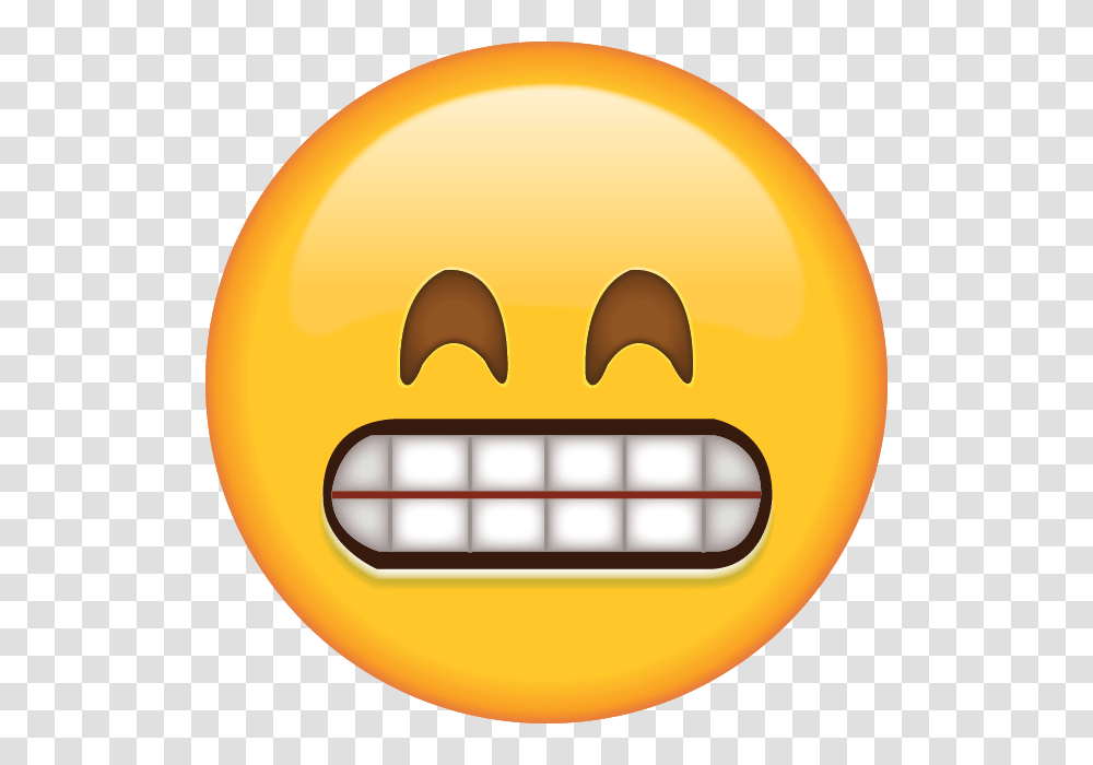 Download Grinning Emoji With Smiling Eyes Emoticons, Beak, Bird, Animal, Teeth Transparent Png